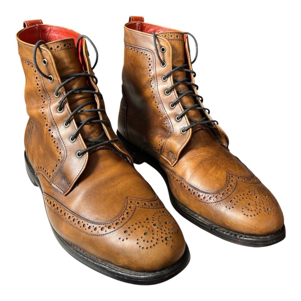 Allen Edmonds Dalton Leather Wingtip Dress Boots Walnut USA Size 10.5 EEE READ